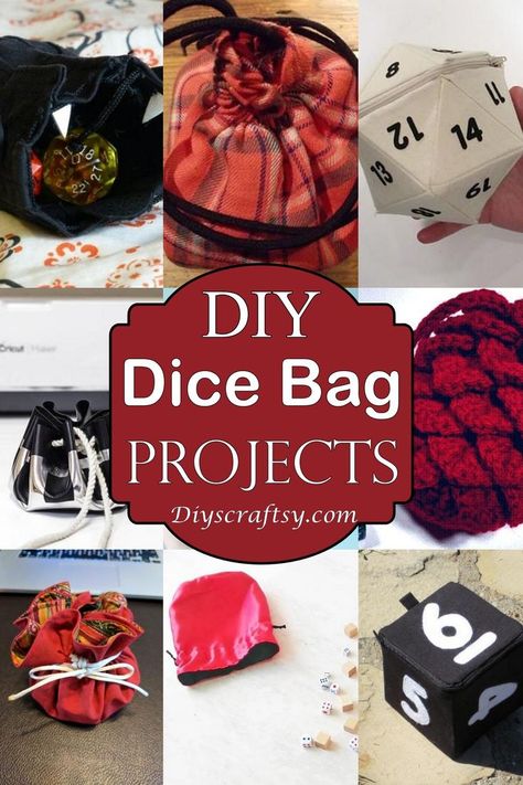 24 DIY Dice Bag Projects Diy Dice Bag, Dungeons And Dragons Diy, Drawstring Bag Diy, Dnd Diy, Diy Dice, Dnd Crafts, Nerd Crafts, Magic Bag, Dragon Crafts