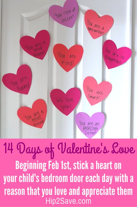 Shower Your Kids with 14 Days of Valentine's Love • Hip2Save Days Of Valentine, Valentines Day Sayings, Family Valentines Day, Valentinstag Party, Valentine Messages, Valentine Gifts For Kids, Valentine Activities, Valentine Crafts For Kids, Valentines Day Food