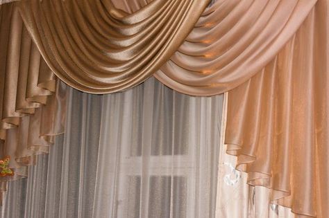 Diy Waterfall Valance, Valance Patterns How To Make, How To Make A Valance, Valance Tutorial, Diy Valance, Valance Patterns, Interior Makeover, Waterfall Valance, Bay Window Curtains