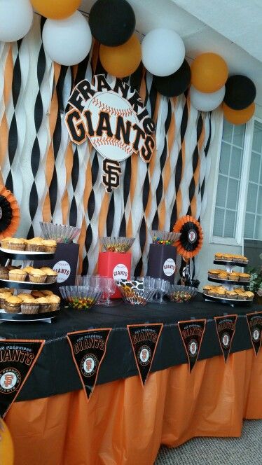 Giants Baseball Party, Baseball Pool Party, Baseball Theme Birthday Party, Buck Commander, Facing The Giants, 10th Birthday Ideas, Sf Giants Baseball, Baseball Theme Party, Football Theme Party