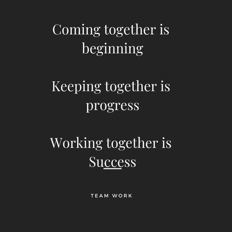 “Coming together is a beginning; keeping together is progress; working together is success.” #cssjockey #teamwork #team #informatique #company #marketingdigital #teamwork #team #love #fitness #motivation #business #success #work #happy #workhard #friends #leadership #goals #art #community #entrepreneur #inspiration #instagood #marketing #bhfyp Team Building Aesthetic, Work Together Quotes, Working Together Quotes, Team Work Motivation, Weekly Quotes, Leadership Goals, Team Slogans, Meaningful Sayings, Team Quotes