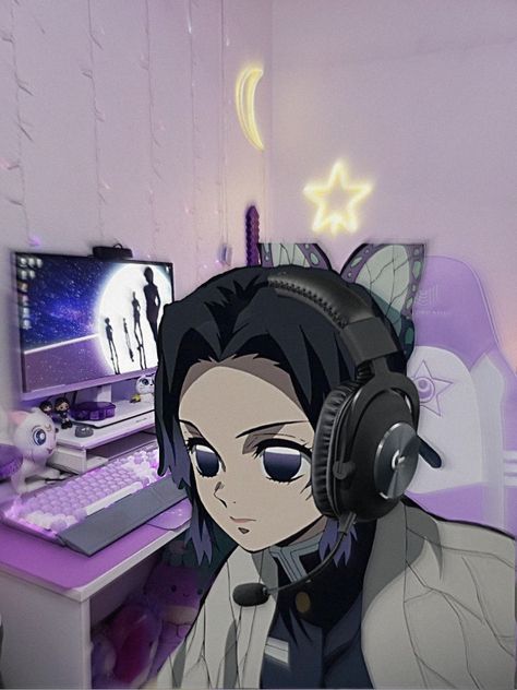 #kimetsu #animeicons #shinobukocho #gamer #gamergirl #aestheticedits Gamer Girl, Anime Character, Headphones, Anime