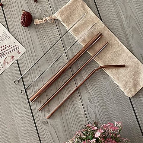 steel straws, rosegold, free pouch, reuseable straw, amazon deals , great prices. aesthetic straws with pouch and cleaning brushes. Aesthetic Drinks, Cloth Pouch, Stainless Steel Straws, Metal Straws, Brush Cleaner, Amazon Affiliate, Straw, For Kids, Pouch