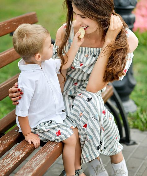 29 Cutest Mommy and Baby Matching Outfits for Girls and Boys Mother Son Matching Outfits, Matching Baby Outfits, Mommy And Me Clothing, Mommy Son Outfits, Mom And Son Outfits, Boat Dress, Mom And Baby Outfits, Son Clothes, Daughter Outfits