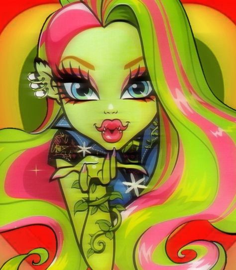 Venus Mcflytrap Monster High, Anime Blowing Kiss, Monster High Venus Mcflytrap Fanart, Monster High Venus Mcflytrap Aesthetic, Green Characters Cartoon, Venus Flytrap Monster High, Venus Mcflytrap Fanart, Venus Mcflytrap Icon, Venus Mcflytrap Aesthetic