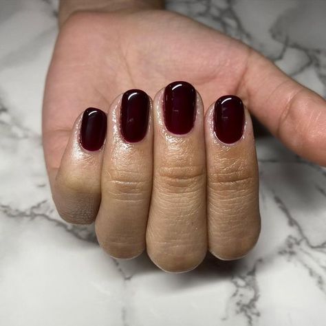 𝕂𝔼𝕀𝕃𝔸 on Instagram: "Garnet Red • DND633 • • • #manipedi #gel #gelmani #nailsinmiami #gelcolor #naturalnails #miami #lovenails #gelsemipermanente #colores #dnd #dndgel #dndgelnails #uñas #dnd633" Chrome Nails Dnd Gel, Dnd Mulberry, Dnd Dark Red Gel Polish, Oxblood Nails, Dnd Nails, Deep Red Nails, Red Gel Nails, Dnd Gel Polish, Toe Nail Color