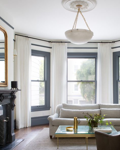 A Moody Palette and Black Marble Touches Give This Vintage Victorian New Life | Sunset Magazine Victorian Home Remodel, Modern Victorian Interiors, San Francisco Victorian, Updated Victorian, Moody Palette, San Francisco Interiors, Victorian Interior Design, Victorian Modern, Haight Ashbury