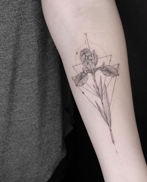 Iris Flower Tattoo Geometric Iris Tattoo, Iris Flower Tattoo Sleeve, Dragon Tattoo Forearm, Orchid Tattoos, Wheat Tattoo, Iris Flower Tattoo, Bestie Tattoos, Kids Tattoo, Iris Tattoo