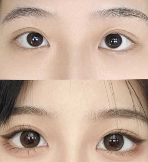 Doe Eye Makeup Korean, Korean Doe Eye, Douyin Makeup Round Eyes, Eye Makeup For Round Eyes, Round Eye Makeup, Round Eyes Makeup, Makeup For Round Eyes, Doe Eye Makeup, Soft Makeup Looks