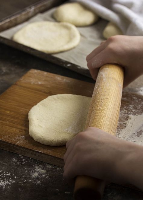 Homemade Greek Pita Bread isn't hard to make! You simply need a hot oven, fresh yeast, and a few tricks to make yummy pocket bread. | justalittlebitofbacon.com Pocket Bread, Greek Pita Bread, Fresh Yeast, Greek Pita, Homemade Pita, Pita Bread Recipe, Corn Dog, Baking Stone, Bread Making