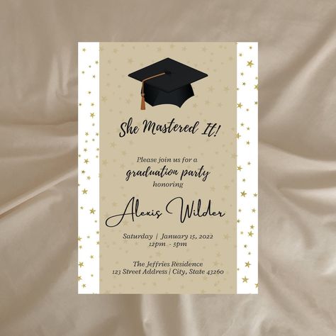 She Mastered It Graduation, She Mastered It, Mastered It, Graduation Party Invitation, Graduation Party Invitations, Masters Degree, Graduation Party, Party Ideas, United States