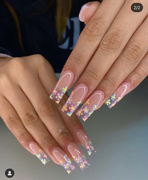 Unghie Nail Art, Spring Acrylic Nails, Cute Acrylic Nail Designs, Her Nails, Simple Acrylic Nails, Acrylic Nails Coffin Pink, Long Square Acrylic Nails, Nails Spring, Bling Acrylic Nails