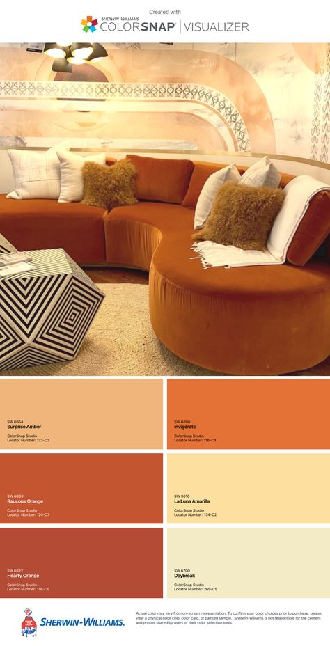 Orange Furniture Paint, Rust Orange And Cream Bedroom, Muted Orange Paint Color, Muted Orange Living Room, Burnt Orange Suede Sofa, Colors With Burnt Orange, Burnt Orange Interior Paint, Rust Orange Paint Color, Orange Room Inspiration