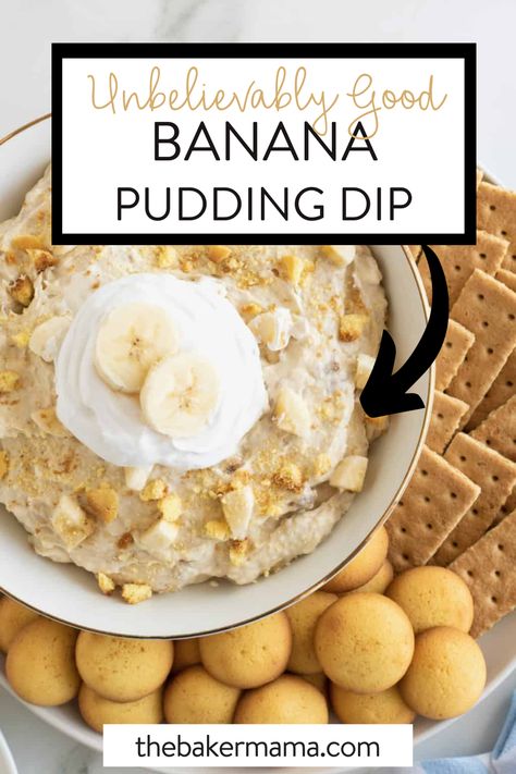 Unbelievably Good Banana Pudding Dip is a party dip your guests will go…bananas for! Dip vanilla wafers or graham crackers into this sweet, creamy Banana Pudding Dip and see what the fuss is all about! This banana pudding dip is great because it’s a cold option that you can make quickly without too much fuss. Plus, did I mention it’s DELICIOUS? I cannot wait for you to try it! Pudding Dip, Banana Pudding Dip, Dessert Dip Recipes, Delicious Cookies Homemade, Easy Party Desserts, Easy Banana Pudding, No Bake Banana Pudding, Best Banana Pudding, Make Ahead Appetizers