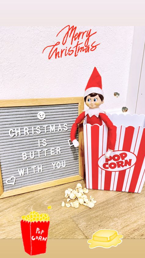 Elf With Popcorn, Popcorn Elf On The Shelf Ideas, Popcorn Elf On The Shelf, Elf On The Shelf Poop Tasting, Elf Popcorn Ideas, Elf On The Shelf Popcorn Ideas, Elf On The Shelf Popcorn, Elf Popcorn, Elves Ideas