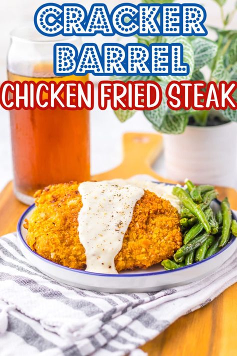 Cracker Barrel Chicken Fried Steak - Life With The Crust Cut Off Cracker Barrel Chicken Fried Steak, Cracker Barrel Chicken Fried Chicken, Cracker Barrel Country Fried Steak, Cracker Barrel Fried Chicken, Cracker Barrel Chicken, Chicken Fried Steak Recipe, Cracker Barrel Recipes, Fried Steak Recipes, Country Fried Steak