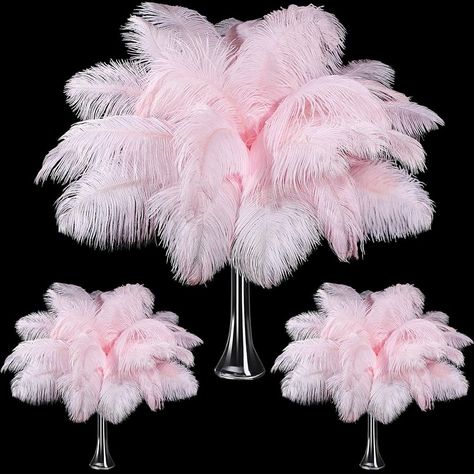 Amazon.com: Retrowavy 50 Pcs 14-16 Inches Large Natural Ostrich Feathers Bulk for Centerpieces for Wedding Party Centerpieces Home Decoration Flower Arrangement (Purple) : Arts, Crafts & Sewing Blush Feather Centerpiece, Light Pink Decorations Party, Pink Sweet 16 Party Ideas, Pink Candy Table, Feather Wreaths, Pink Ostrich Feathers, Pink Birthday Decorations, Masquerade Party Decorations, Centerpieces For Wedding