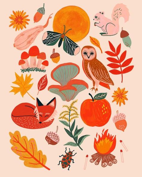 Fresh Apple Spice Cake, Vintage Autumn Illustration, Woodland Adventure, Apple Spice Cake, Totes Ideas, Eating Fresh, Warm Hats, Window Drawing, Autumnal Equinox