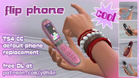 flip phone - default replacement phone - TS4 CC | yohan on Patreon Sims Overrides, Sims 4 Y2k, Best Sims 4 Cc, Vibrant Clothing, Sims Finds, Los Sims 4 Mods, Cc Packs, Sims 4 Decades Challenge, Ts4 Mods