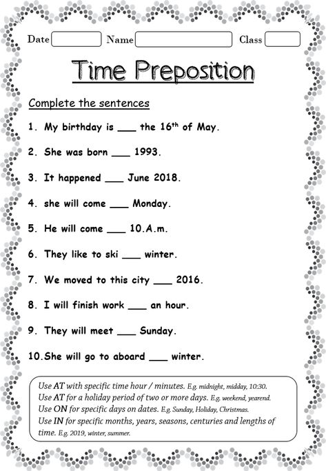 Time Preposition Worksheet for kids Preposition Of Time Worksheets, Prepositions Worksheets For Class 2, Preposition Worksheets For Grade 4, Worksheets On Prepositions, Worksheet On Preposition For Class 3, Worksheet Of Preposition, In On At Prepositions Worksheet, Preposition Worksheets, English Prepositions