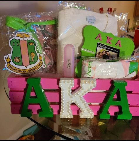 Aka Gifts Diy Alpha Kappa Alpha, Aka Paddle Ideas, Sorority Crafts Letters, Painted Crate, Aka Gifts, Alpha Kappa Alpha Shirt, Sorority Diy, Aka Apparel, Sorority Photoshoot