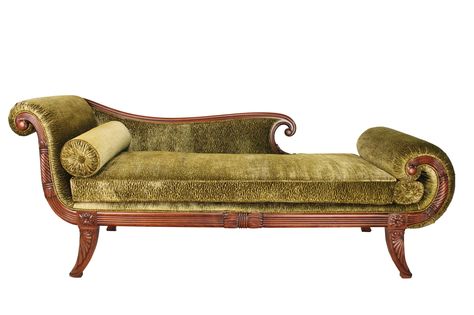 This style of fainting couch is called a Recamier; after Madame Recamier who was painted more than once strategically draped across one of these.  I like how it looks like a sleigh. Weird Furniture, Crockery Design, Classy Furniture, Luxury Furniture Sofa, Art Deco Living Room, Fantasy Furniture, Interior Design Images, Cute Furniture, Vintage Sofa