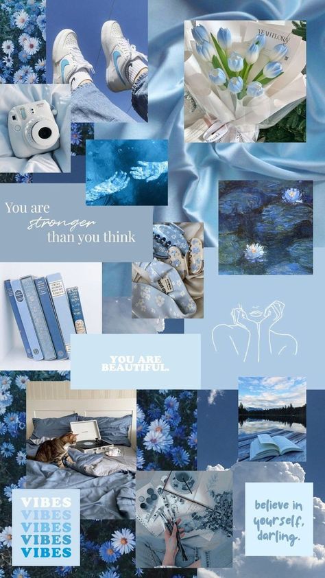 Blue Aesthetic Collage, Brown Aesthetic Wallpaper, Preppy Wallpapers, Vsco Wallpaper, Baby Blue Wallpaper, Blue Flower Wallpaper, Girl Wallpapers, Girly Wallpapers, Iphone Wallpaper Classy