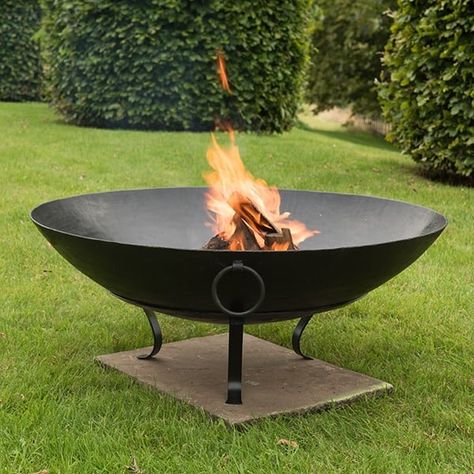 Cooking Bowl, Fire Pit Tools, Fire Pit Landscaping, Cool Fire Pits, Fire Pit Bowl, Paved Patio, Fire Pit Designs, Diy Fire Pit, Fire Bowls