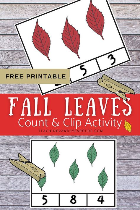 This leaves count and clip activity is a fun way to work on math skills during the fall theme! #fall #autumn #leaves #printable #circletime #prop #puppet #teachers #2yearolds #3yearolds #teaching2and3yearolds Counting Activities Kindergarten, Fall Activities For Toddlers, Autumn Puzzle, Counting Activities Preschool, Leaves Printable, Preschool Counting, Lesson Plans For Toddlers, Fall Preschool Activities, Fall Math