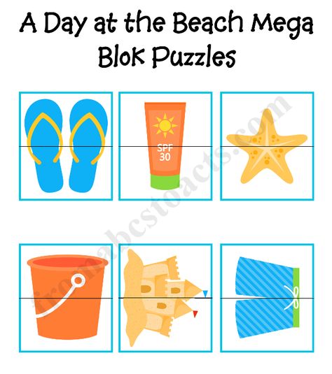 Beach Mega Blok Puzzles Beach Theme Preschool, Summer Puzzle, Summer Activities For Toddlers, Beach Week, Vbs 2024, Ocean Activities, Summer Preschool, Spring Preschool, Puzzles For Toddlers