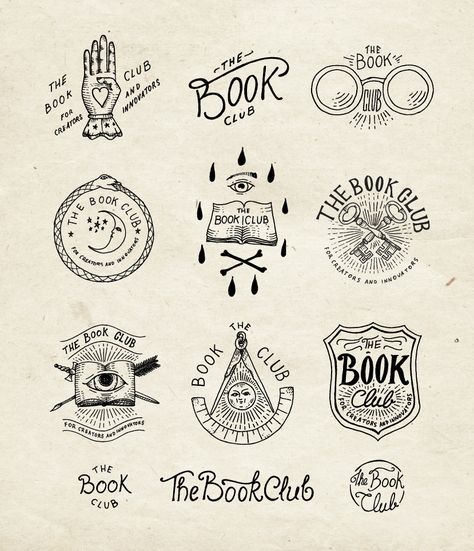 Alejandro Gomez | In The Ointment Book Club Clip Art, Book Club Tattoo Ideas, Bookshop Logo Design Ideas, Reading Club Logo, Bookstore Logo Ideas, Book Club Tattoo, Book Store Logo Design, Book Club Logos, Book Club Logo Design