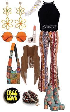 Cool Hippie/70’s Costume Outfit | ShopLook Hippy Costume Couple, 60s Costume Diy, Hippie Outfits Carnaval, Hippy Costume Ideas, Hippie Diy Costume, Hippie Costume Ideas Diy, Diy 70s Outfit, Hippie Outfits 70s Costume, Hippy Outfits Halloween