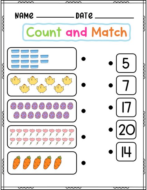 This product "Spring Math Counting worksheets" these worksheets to teach your students to learn the numbers. Easy and fun to learn the number.Use this Counting Numbers worksheet for math centers, independent practice,  homework, or small group study to help students with basic addition facts.  And perfect for whole-class activities, math stations, fast finisher activities,  and review. Counting Numbers Worksheet, Math Counting Worksheets, Easy Math Worksheets, Fast Finisher Activities, Numbers Worksheet, Spring Math, Basic Addition, Matching Worksheets, Counting Worksheets