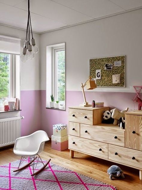 Half Painted Walls Purple Kids Room, Eclectic Kids Room, Pella Hedeby, Half Painted Walls, Interiors Dream, Kids Interior, Big Girl Rooms, Child's Room, Girls Room Decor