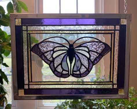 KingfisherCreekGlass - Etsy Butterfly Stained Glass, Purple Stained Glass, Glass Butterflies, Stained Glass Candles, Window Stained, Glass Candles, Glass Window Art, Glass Diy, Stained Glass Window Panel