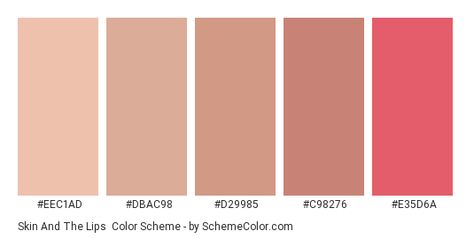 Lip Color Palette, Lips Color, Hexadecimal Color, Red Lip Color, Pink Names, Brown Color Schemes, Cute Website, Natural Lip Colors, Skin Color Palette