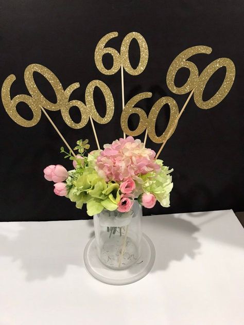 60th Birthday Centerpiece, 60th Birthday Centerpieces, 60th Birthday Ideas For Mom, Bday Decoration, Moms 60th, 60th Birthday Party Decorations, Birthday Party Table Decorations, 60th Birthday Decorations, Birthday Centerpiece