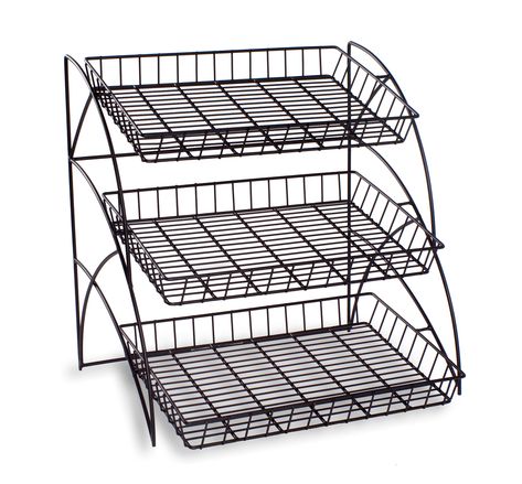 Wire+Rack+with+3+Tiers+for+Tabletop,+Open+Shelving+with+Rectangular+Shape+-+Black Farmers Market Vendor, Table Top Display Stand, Farmers Market Display, Shelving Display, Soap Display, Vendor Displays, Food Retail, Craft Fairs Booth, Countertop Display