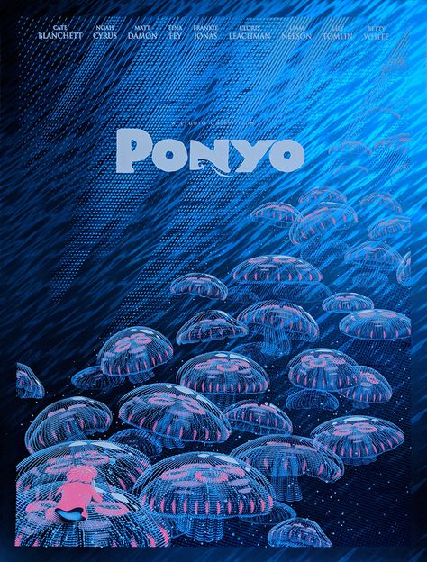 Aesthetic Poster Prints Anime, Ponyo Posters Vintage, Studio Ghibli Poster Ponyo, Vector Art Poster, Ponyo Studio Ghibli Poster, Ponyo Posters, Ponyo Movie Poster, Ponyo Jellyfish, Studio Ghibli Prints