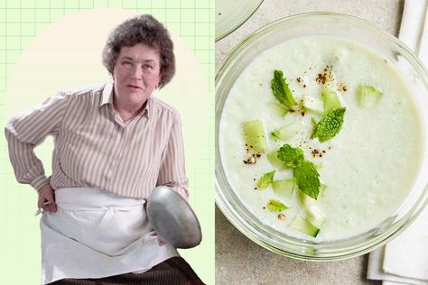 Julia Child's Cucumber Soup Is Ready in Three Simple Steps Julia Childs, Cucumber Soup, Julia Child Recipes, Creamy Cucumbers, Easy Cold, Summer Produce, Cold Soup, Vinaigrette Recipes, Cucumber Recipes