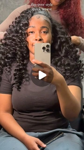 Clarksville TN Hairstylist on Instagram: "flip over quick weave + wand curls🎀🎀🎀 HAIR @strandzbynicole_   self care is one click away! Link in bio🫶🏽  #quickweaves #flipover #fypシ #exploremore #clarksvillehairstylist #wigstylist #wandcurls #naturalquickweave #explore" Wand Curl Flip Over, Flip Over Sew In Wand Curls, Wand Curl Flip Over Quick Weave, Flip Over Method Quick Weave Curly, Quick Weave Wand Curls, Push Over Quick Weave, Flip Over Quick Weave Wand Curls, Deep Wave Flip Over Quick Weave, Quick Weave Flip Over