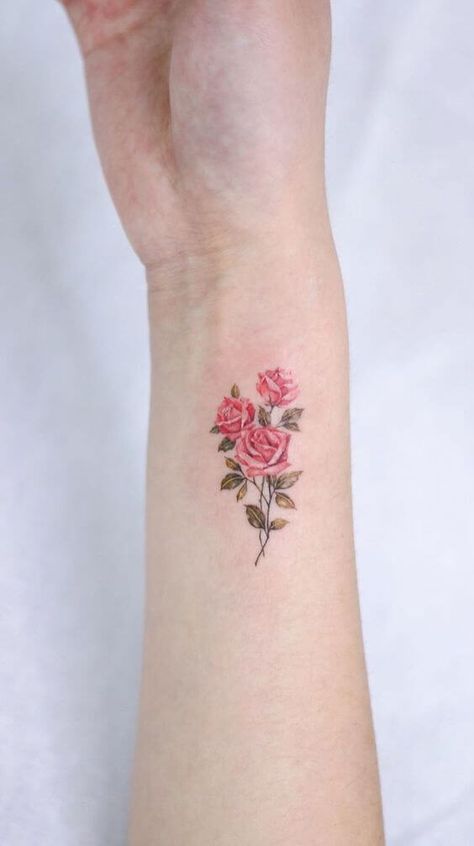 Minimalist Rose Tattoo, Pink Rose Tattoo, Pink Rose Tattoos, Nouveau Tattoo, Rose Tattoos For Women, Small Rose Tattoo, Shape Tattoo, Disney Tattoo, Tattoo Women