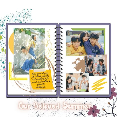 Kdrama, kpop, bts, journal, digital journal A6 Binder Journal, Our Beloved Summer Kdrama, Beloved Summer Kdrama, Summer Bullet Journal, Summer Notebook, Hobonichi Ideas, Drama Journal, Kdrama Journal, Binder Journal