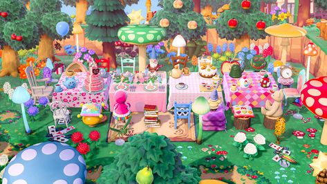 Acnh Wonderland, Fairycore Acnh, Kidcore Island, Acnh Kidcore, Motif Acnl, Pink Island, Animals Crossing, Ac New Leaf, Animal Crossing Guide