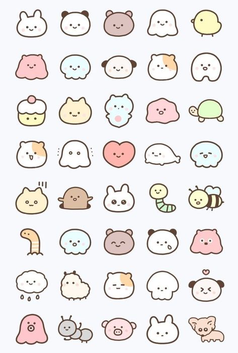 Cute Sticker To Draw, Stickers Kpop Printable, Simple Woman Drawing, Cute Colorful Doodles, Cute Doodles Ideas, Kawaii Doodles Cute, Printable Cute Stickers, Cute Printable Stickers, Cute Animals Cartoon