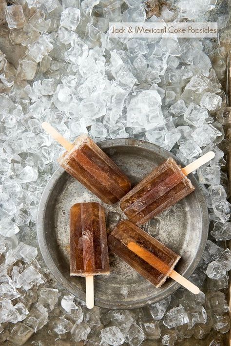 Jack Daniels and Mexican Coke Popsicles - BoulderLocavore.com Jack Daniels Recipes, Mexican Coke, Boozy Popsicles, Jack And Coke, Frozen Dessert Recipe, Classic Cocktail Recipes, Cold Treats, Ice Cream Popsicles, Popsicle Recipes