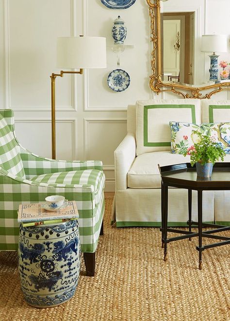 Green And White Decor, Kitchens Traditional, Blue And Green Living Room, Kitchens Modern, Traditional Kitchens, Decorate Home, Contemporary Kitchens, Sitting Rooms, French Country Living Room