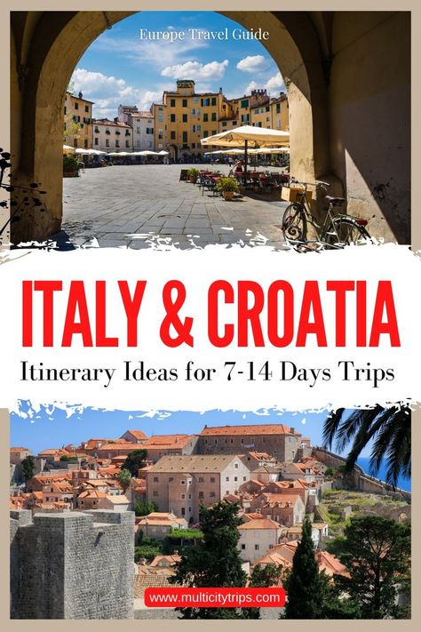 Italy and Croatia are two of the best destinations in Europe and if you can’t decide which one to visit, there’s good news: you can easily visit both during the same trip! These three itineraries cover a similar route that are adapted and added on to for itineraries of different lengths so you’ll be able to find one that fits your travel plans. Here are Italy and Croatia itinerary ideas perfect for one week or 7 days, 10 days, 2 weeks or 14 days in these two amazing countries! Croatia Itinerary, Itinerary Ideas, Explore Italy, Best Flights, Italy Travel Guide, Countries To Visit, Europe Travel Guide, Shore Excursions, City Trip