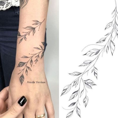 Green Vine Tattoo Arm, Arm Tattoos For Women Floral, Wraparound Floral Tattoo, Ivy Bracelet Tattoo, Arm Wrap Tattoo Stencil, Floral Wrap Around Tattoo Forearm Stencil, Leaf Band Tattoo, Leaves Wrapped Around Arm Tattoo, Vine Bracelet Tattoo