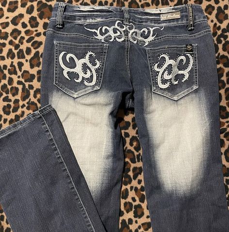 Bedazzled Pants Y2k, Trashy Y2k Jeans, Y2k Pants With Gems, Bedazzled Pocket Jeans, Y2k Outfits Miss Me Jeans, Miss Sixty Jeans, Country Jeans, Y2k Miss Me Jeans, Mcbling Fashion